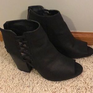 Black peep toe booties